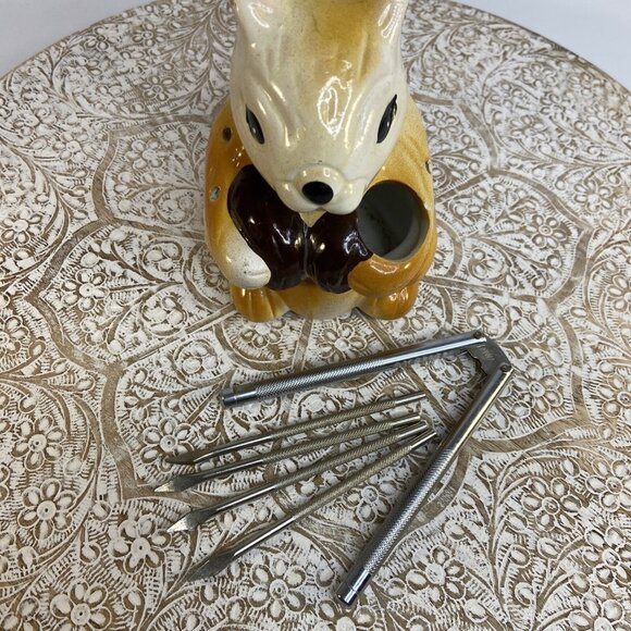 Vintage Squirrel Nut Cracker Tool Holder 1 Cracker 4 Picks No Hammer Japan - Picture 7 of 12